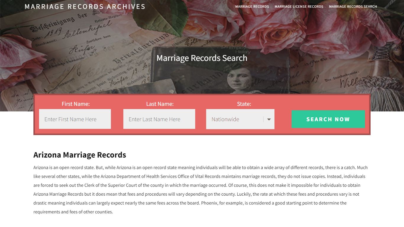 Arizona Marriage Records | Enter Name and Search | 14 Days Free