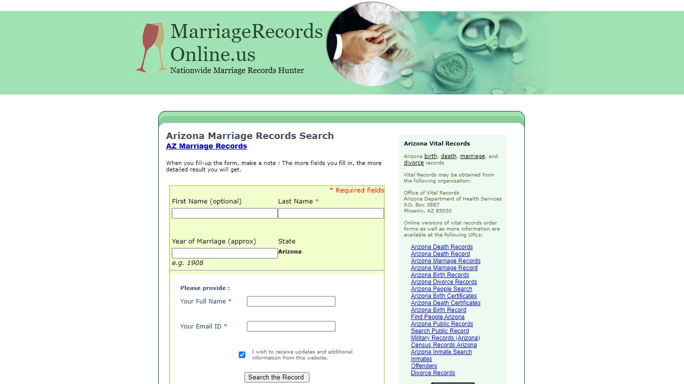 Arizona Marriage Records Search
