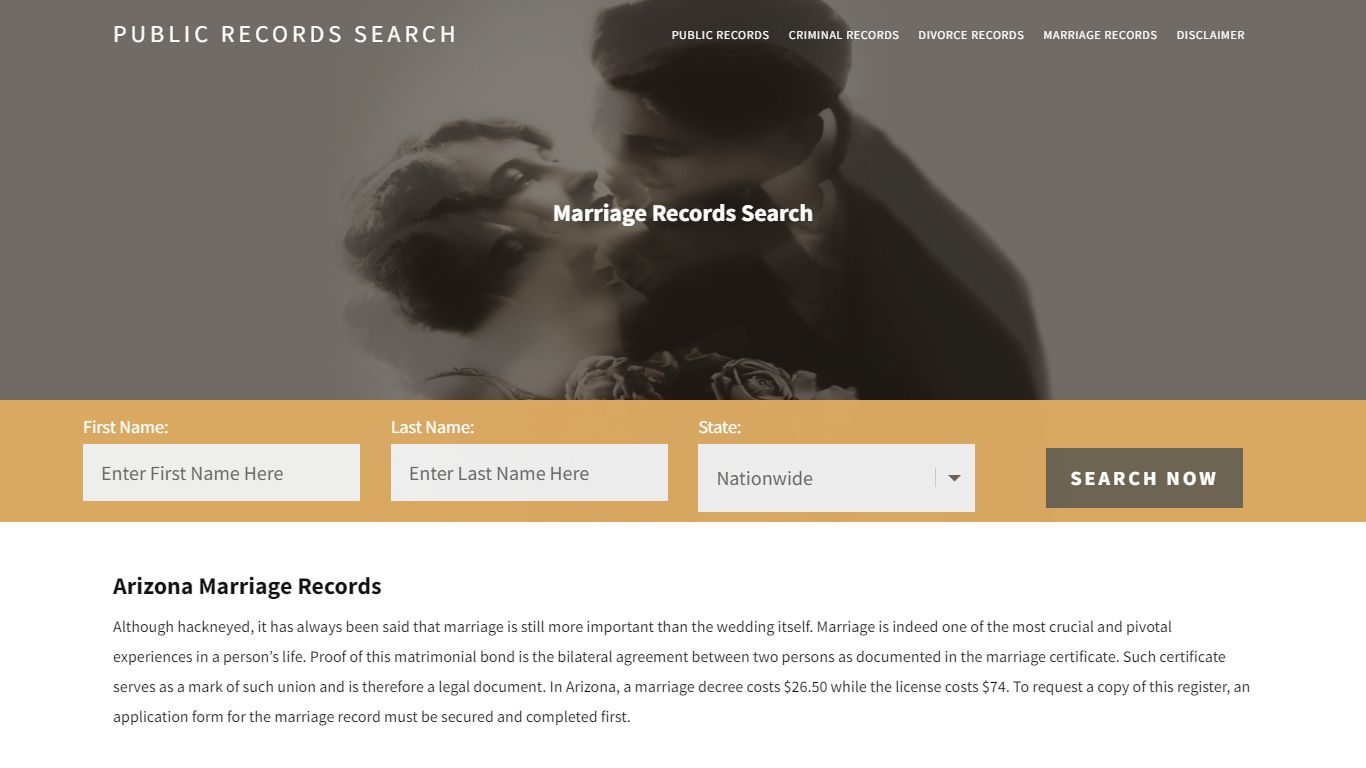 Arizona Marriage Records | Enter Name and Search|14 Days Free